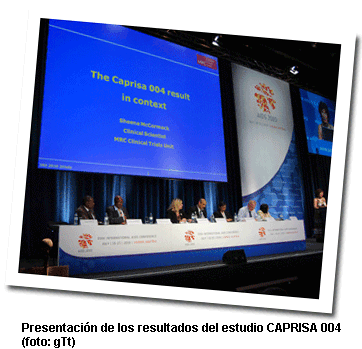 Presentación del estudio CAPRISA 004 en AIDS 2010, Viena. Foto: gTt